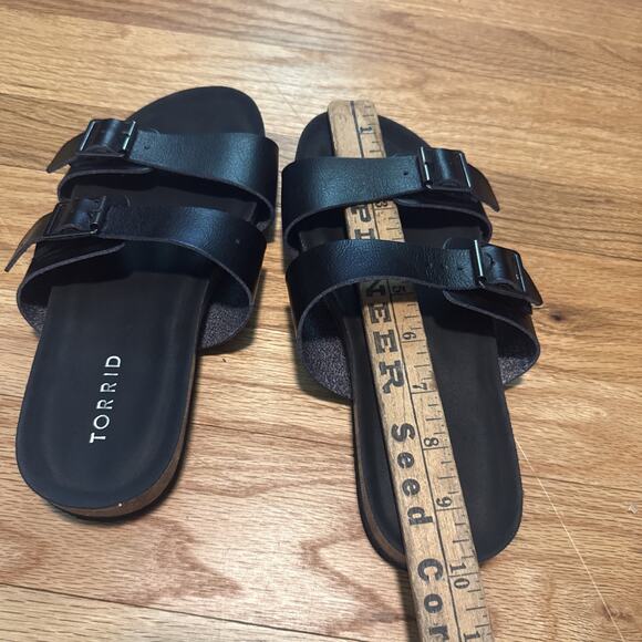 Torrid Black Slip On Adjustable Band Open Toe Slide Sandals Size 8** - Picture 11 of 12